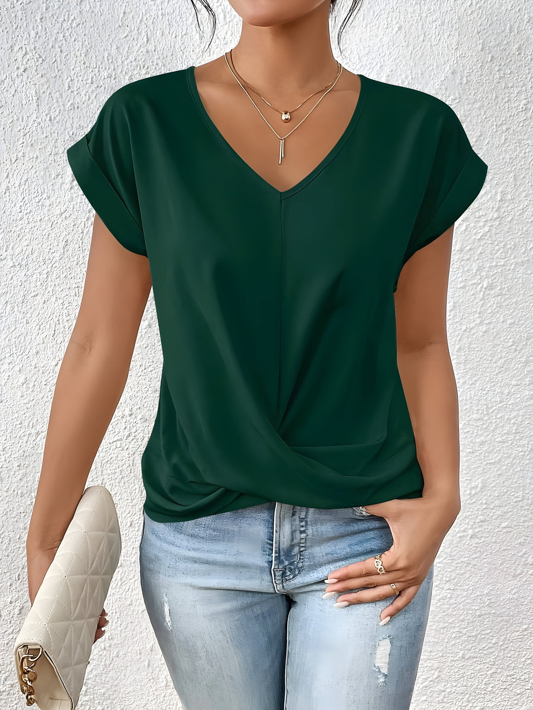 MEIKA | Classic Twist Detail V-Neck Top
