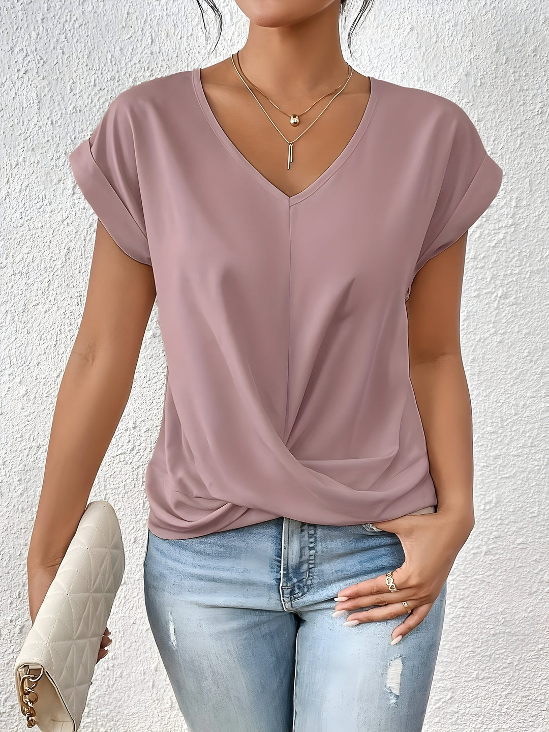 MEIKA | Classic Twist Detail V-Neck Top