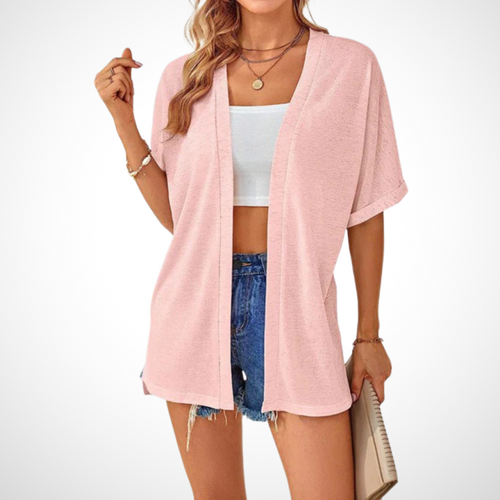 APPOLLINE | Stylish Flowy Short Sleeve Cardigan