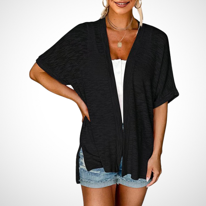 APPOLLINE | Stylish Flowy Short Sleeve Cardigan