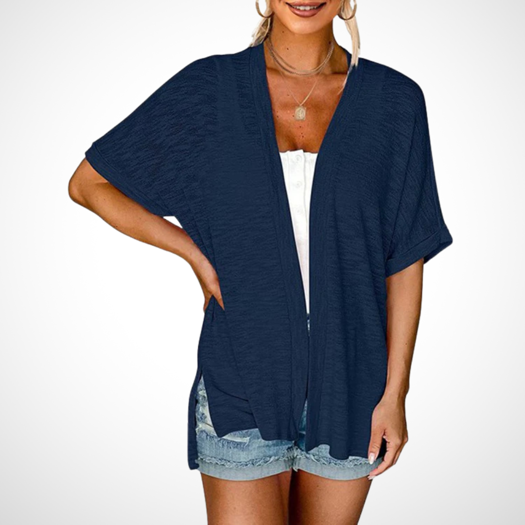APPOLLINE | Stylish Flowy Short Sleeve Cardigan
