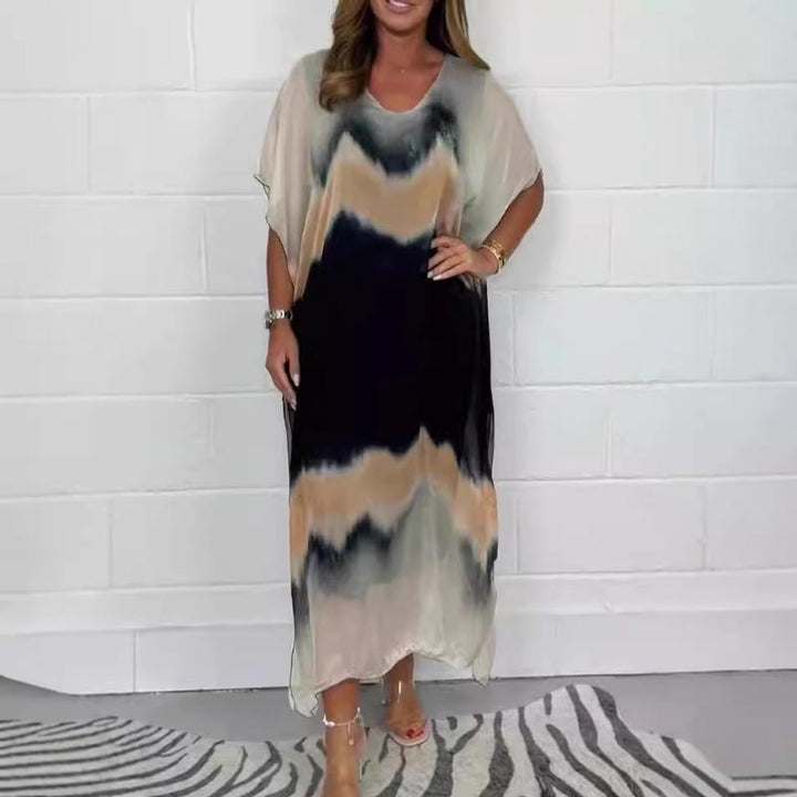 Comfortable and Relaxed Chiffon Dress with Dip Dye Effect