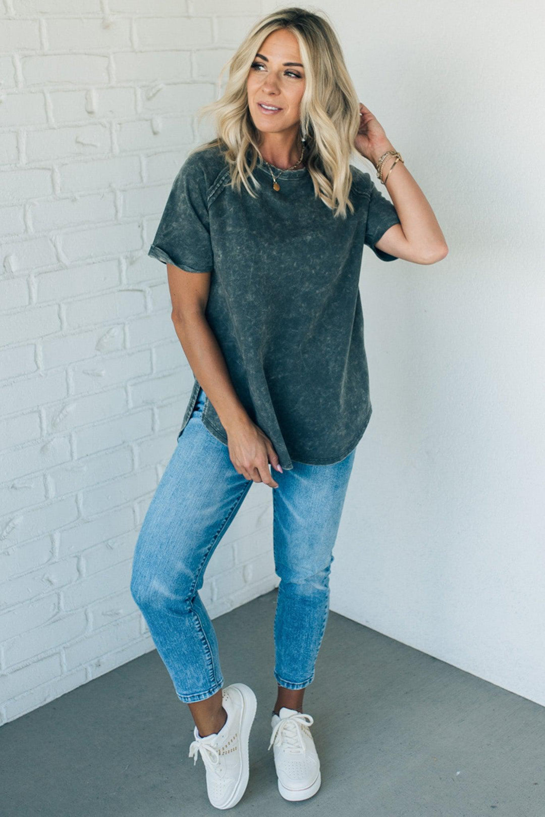 French Terry Acid Wash Top