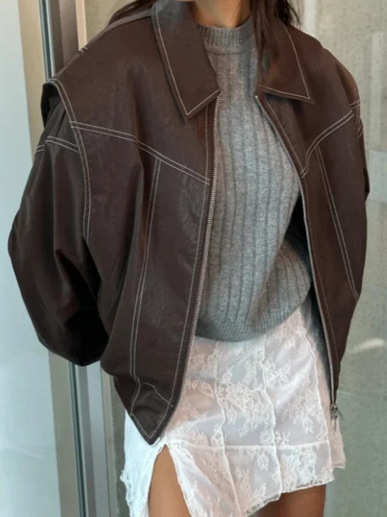 Naenia™ | Leather Bomber Jacket