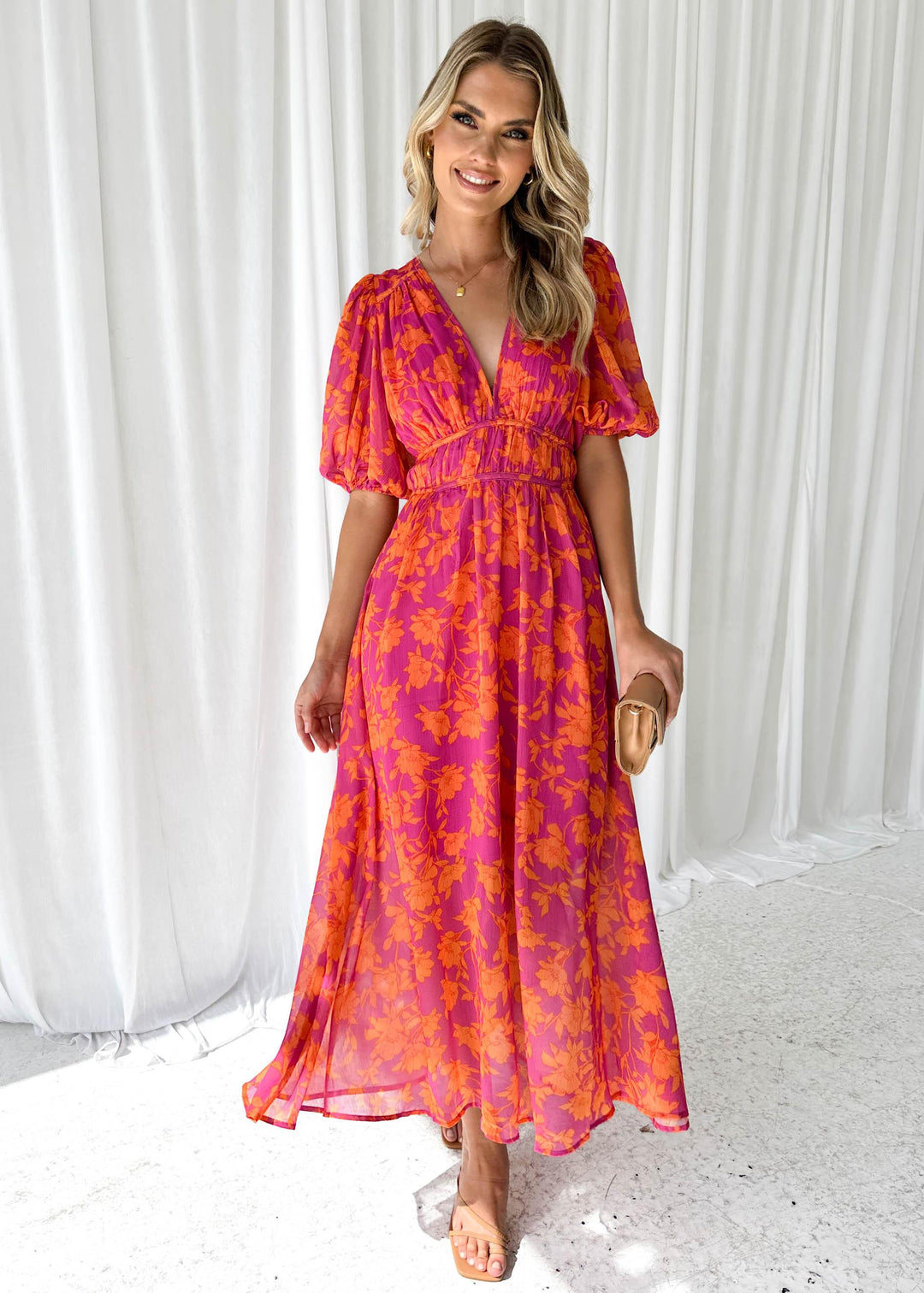Luna | Modern Floral Midi Dress