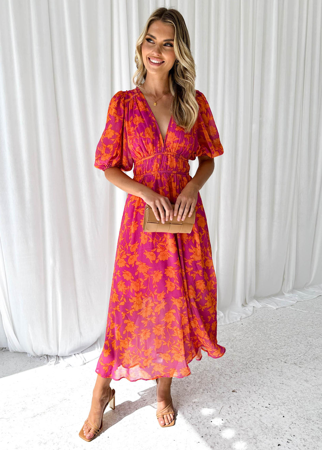 Luna | Modern Floral Midi Dress