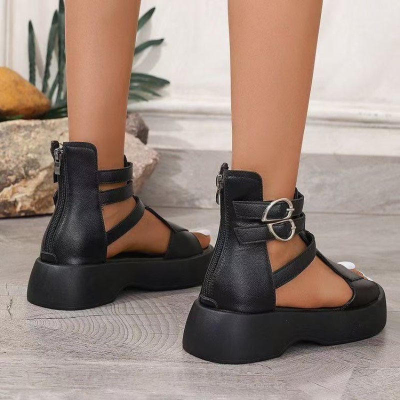 Orthopedic Sandals for Women with Soft Leather Platform and Wedge