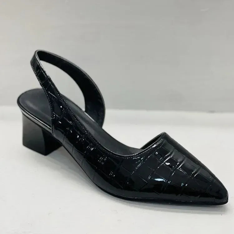 Puntige slingback pumps met blokhak - Vivienne