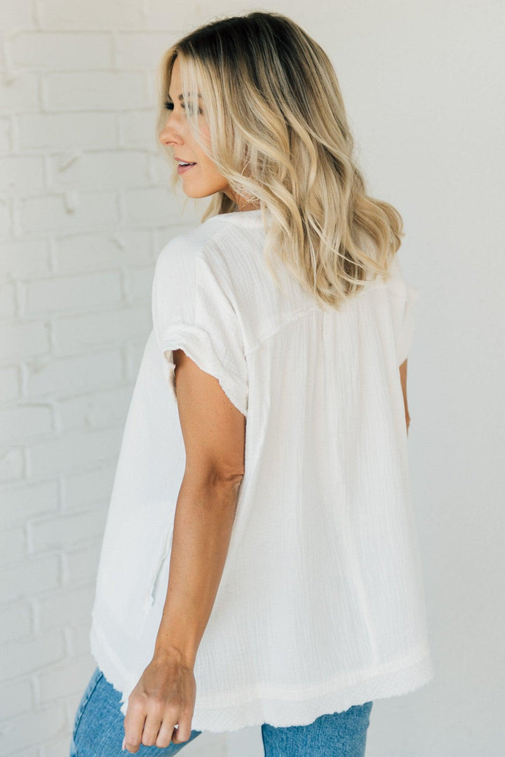 Coleen - Raw Edge Gauze Top