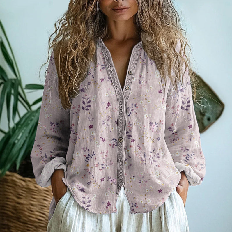 Ambre - Vintage Leaf Print Blouse