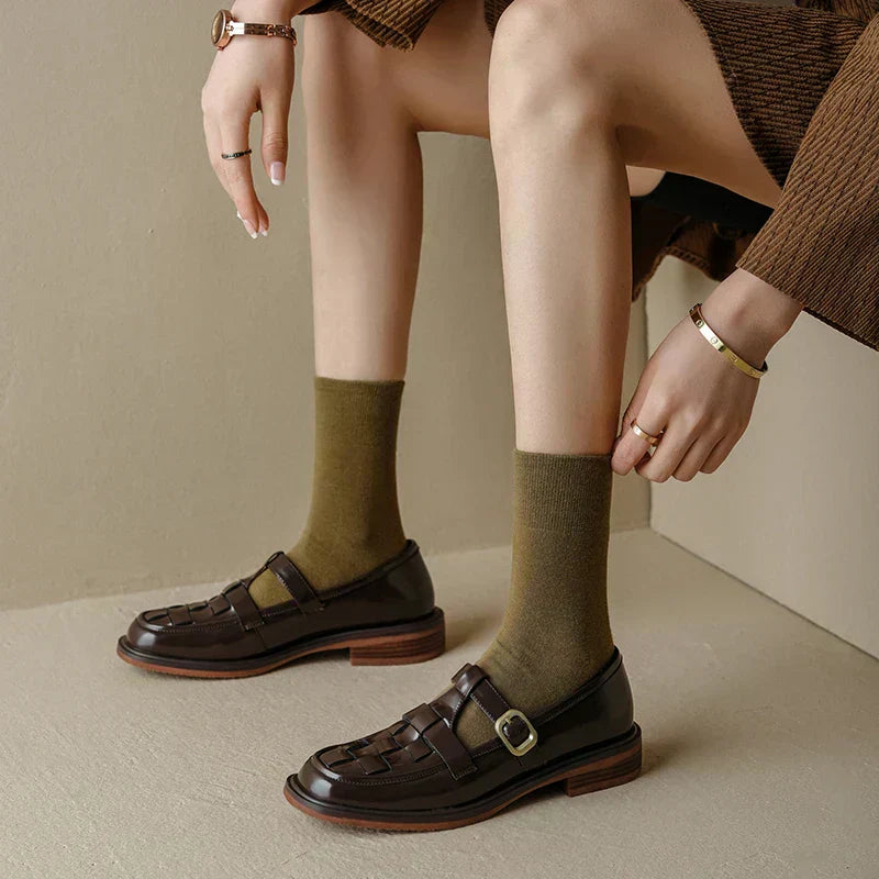 Leather Vintage-Style Mary Janes