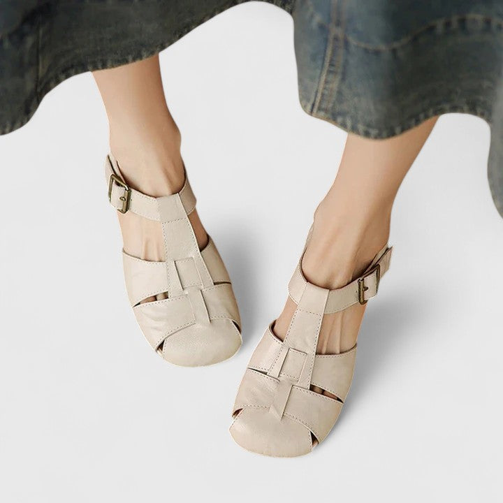 Kathy - Leather Sandal With Buckle Strap