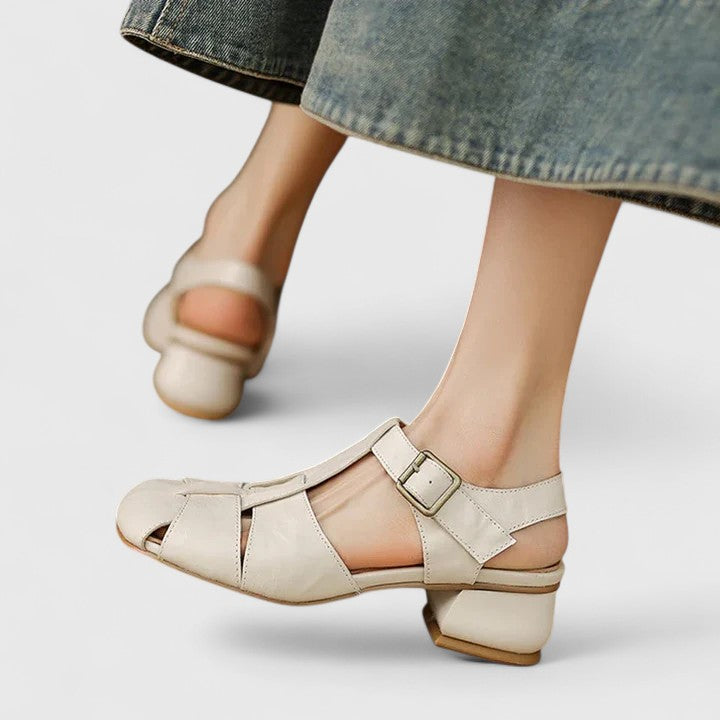 Kathy - Leather Sandal With Buckle Strap