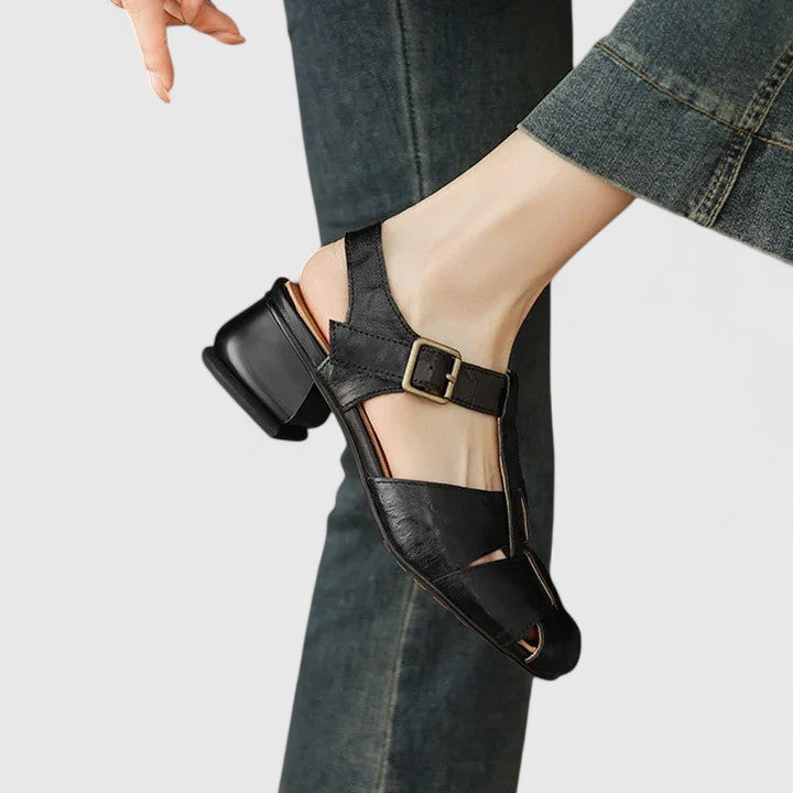 Kathy - Leather Sandal With Buckle Strap
