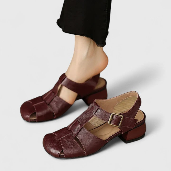 Kathy - Leather Sandal With Buckle Strap