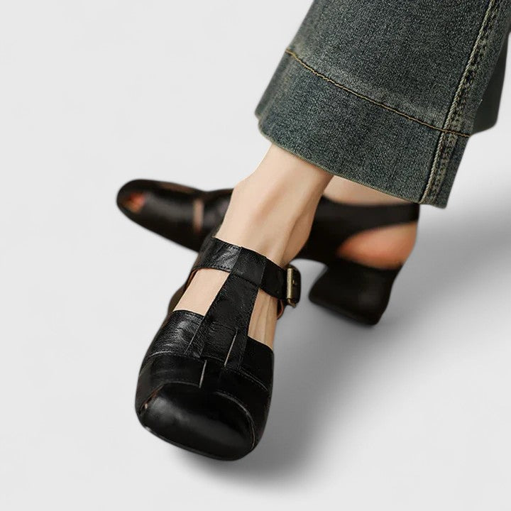 Kathy - Leather Sandal With Buckle Strap