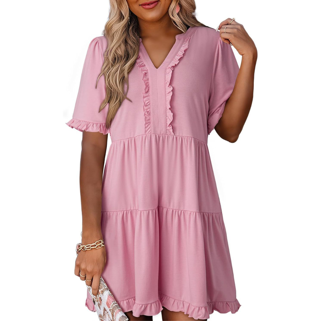 Shaila™ | Casual V-Neck Mini Dress