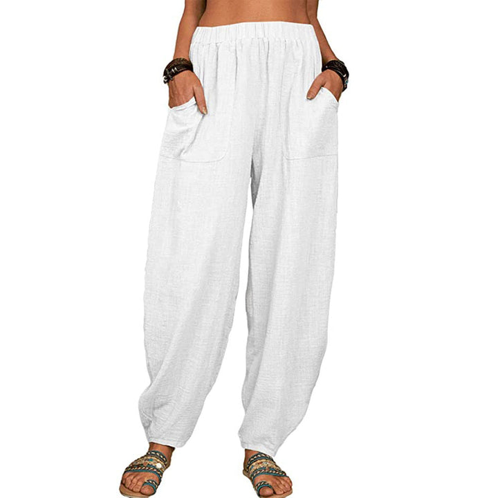 Wide-leg Linen and Cotton Pants for Women
