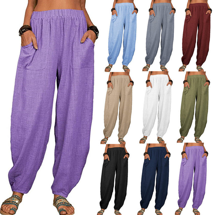 Wide-leg Linen and Cotton Pants for Women