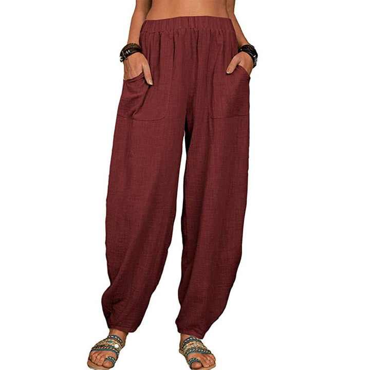 Wide-leg Linen and Cotton Pants for Women