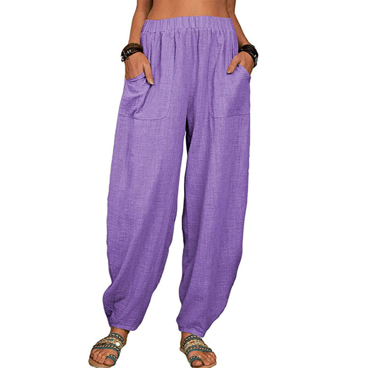 Wide-leg Linen and Cotton Pants for Women