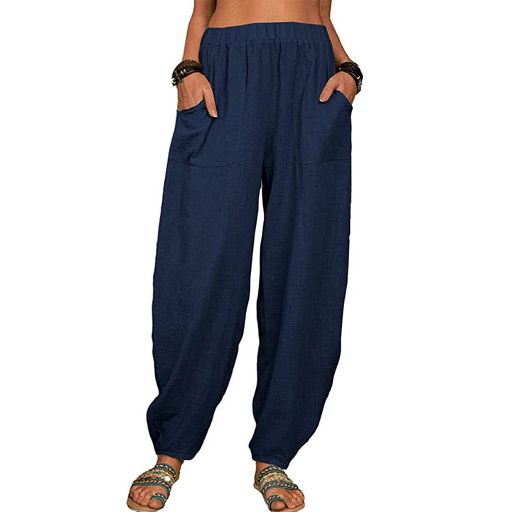Wide-leg Linen and Cotton Pants for Women