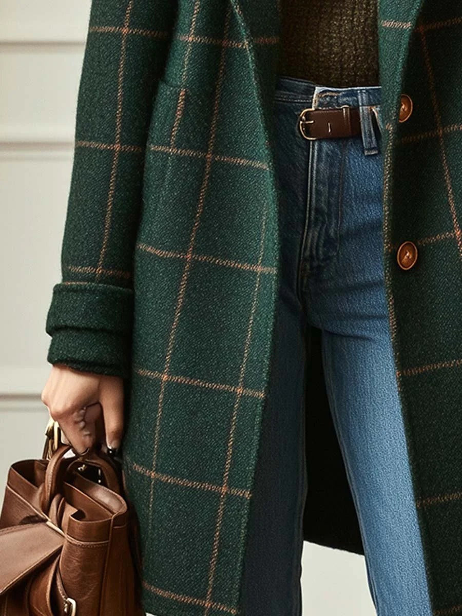 Women’s Classic Checked Button Front Coat
