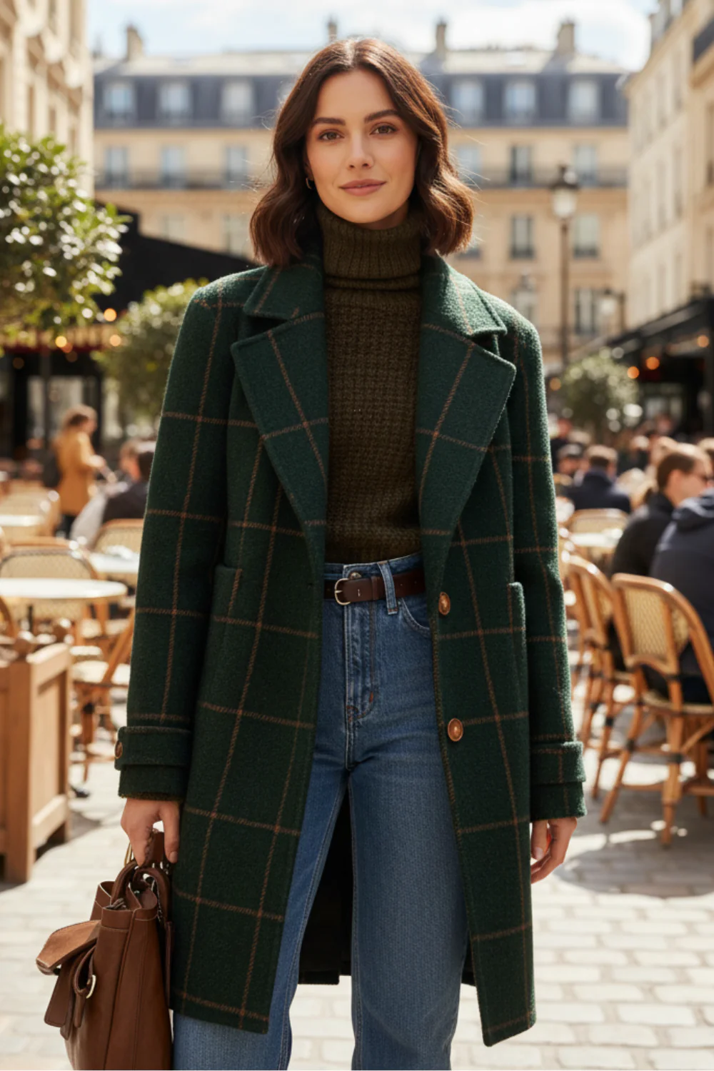 Women’s Classic Checked Button Front Coat