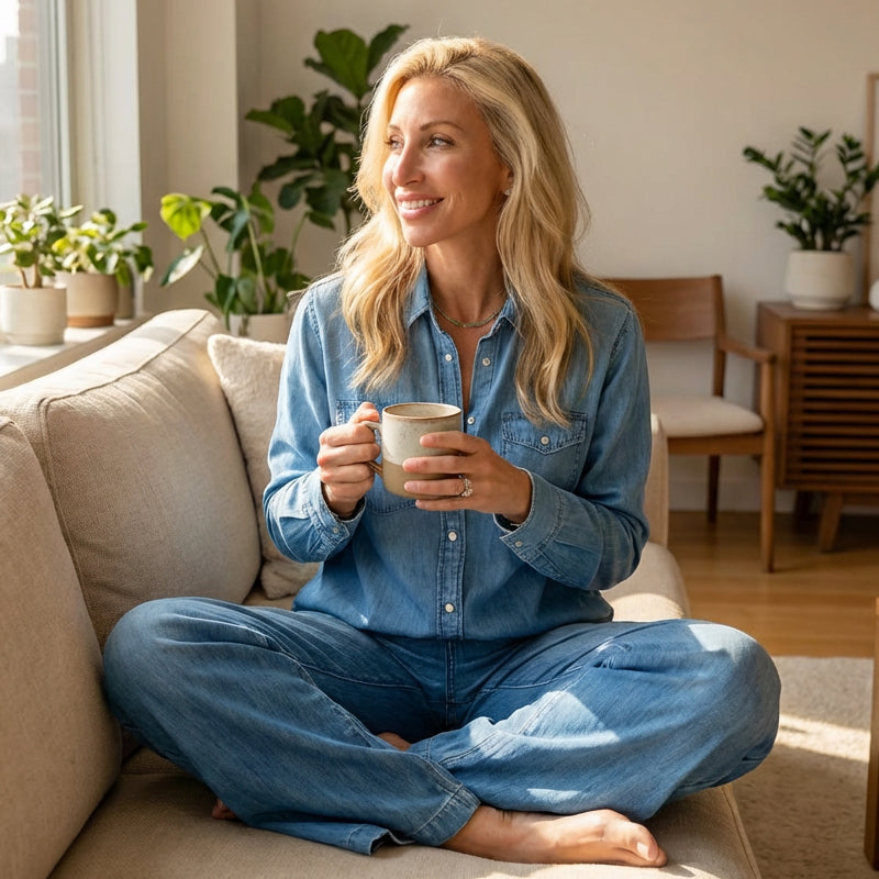 Women’s 2-piece Denim Pajama Set