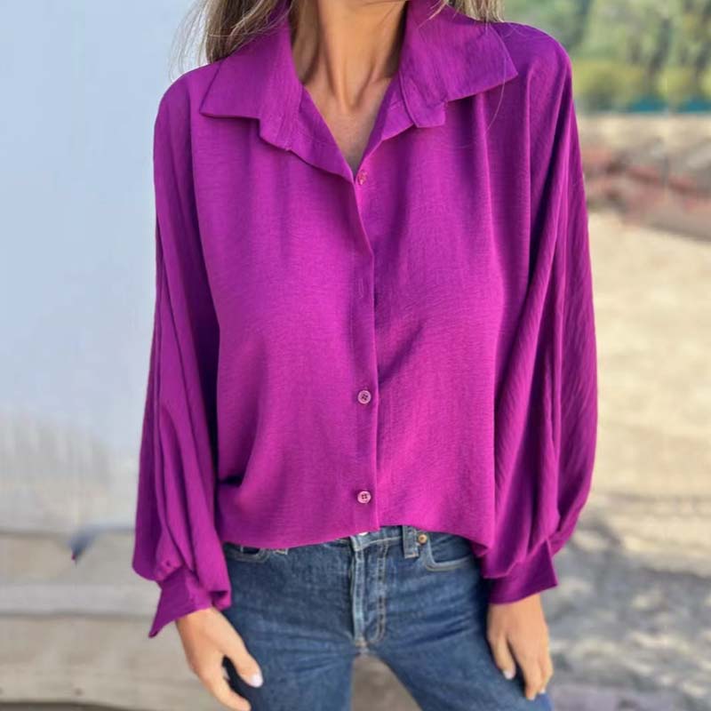 Women's Elegant Solid Color Buttoned Shirt