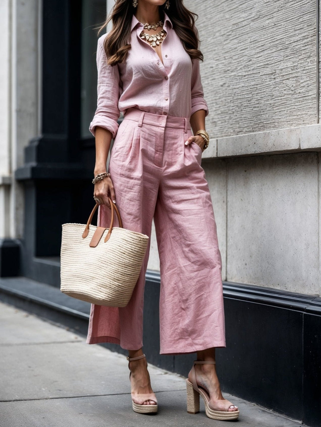 Linen™ | Capri Pants & Shirt Set