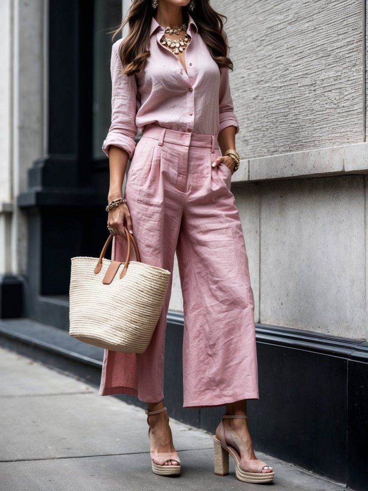 Linen™ | Capri Pants & Shirt Set
