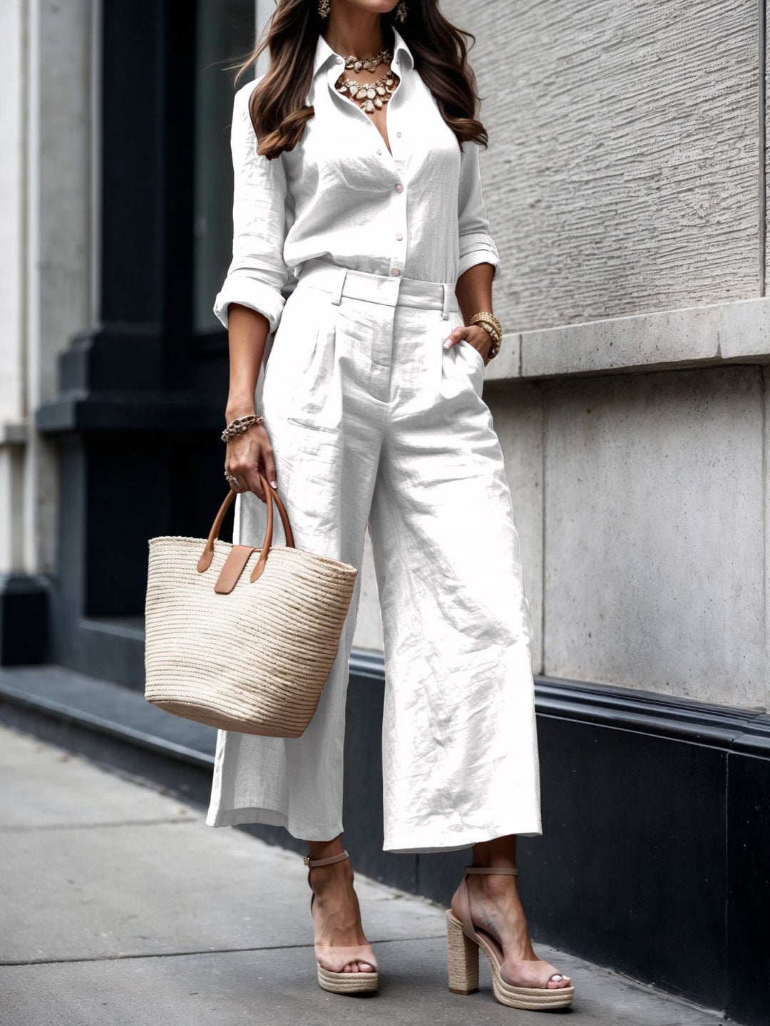 Linen™ | Capri Pants & Shirt Set