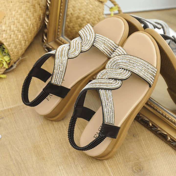 Luna Rhinestone Wedge Fashion Sandals