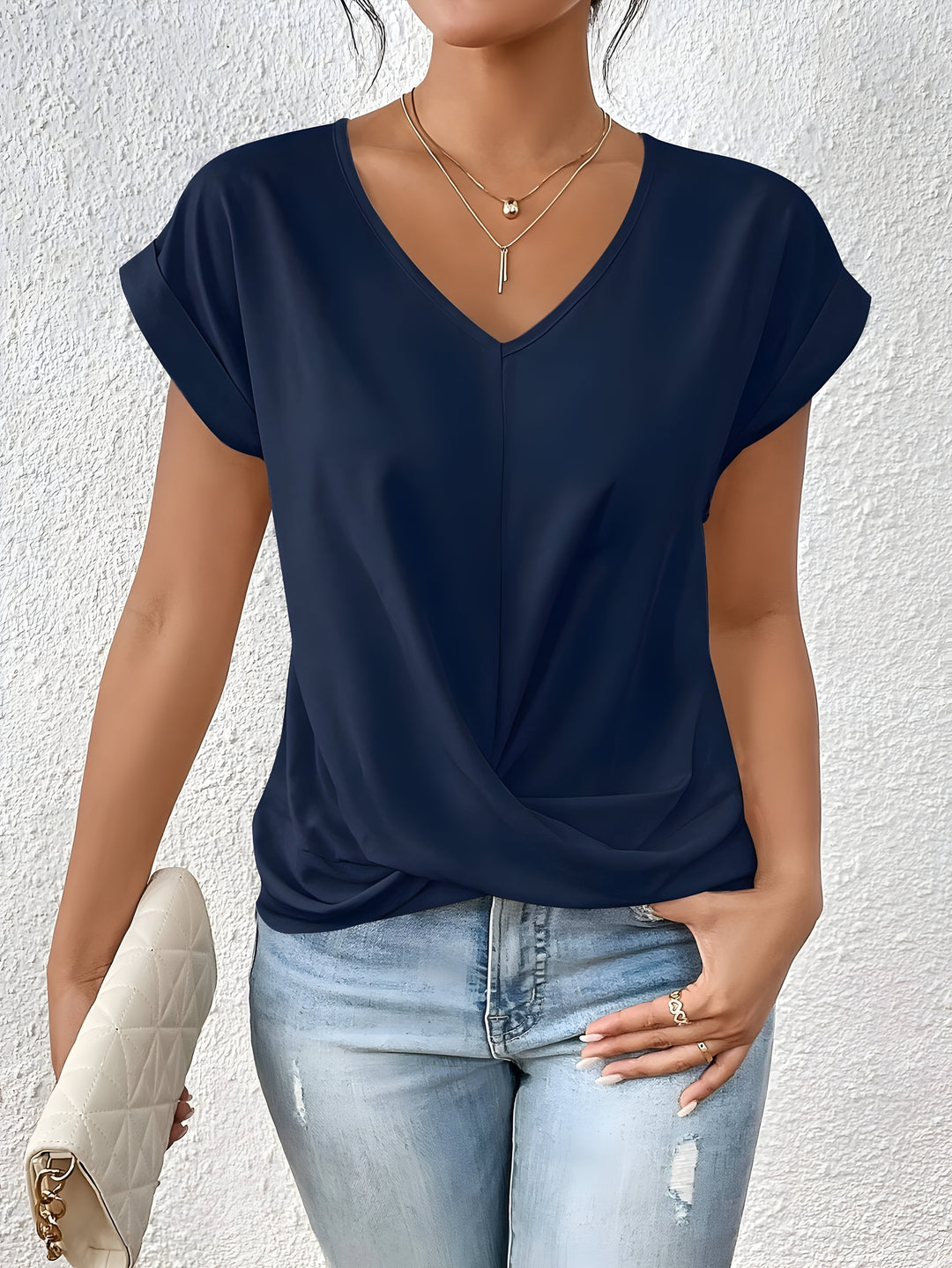 MEIKA | Classic Twist Detail V-Neck Top