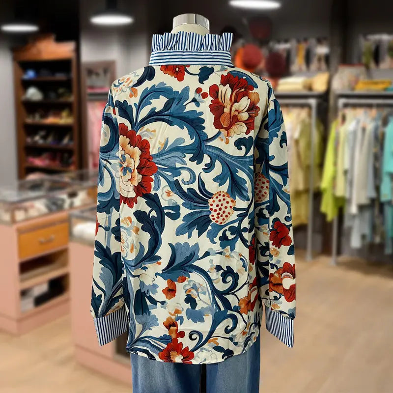 SERENITY | Classy Vintage Floral Printed Blouse