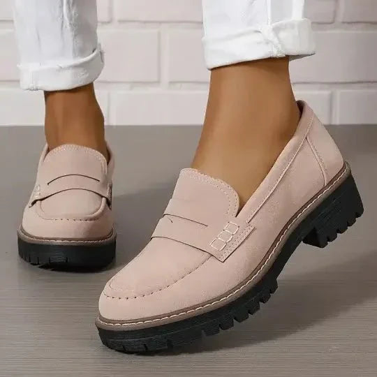 Nadia Women’s Chunky Loafers | Beige| Plush Slip-On Comfort Fit