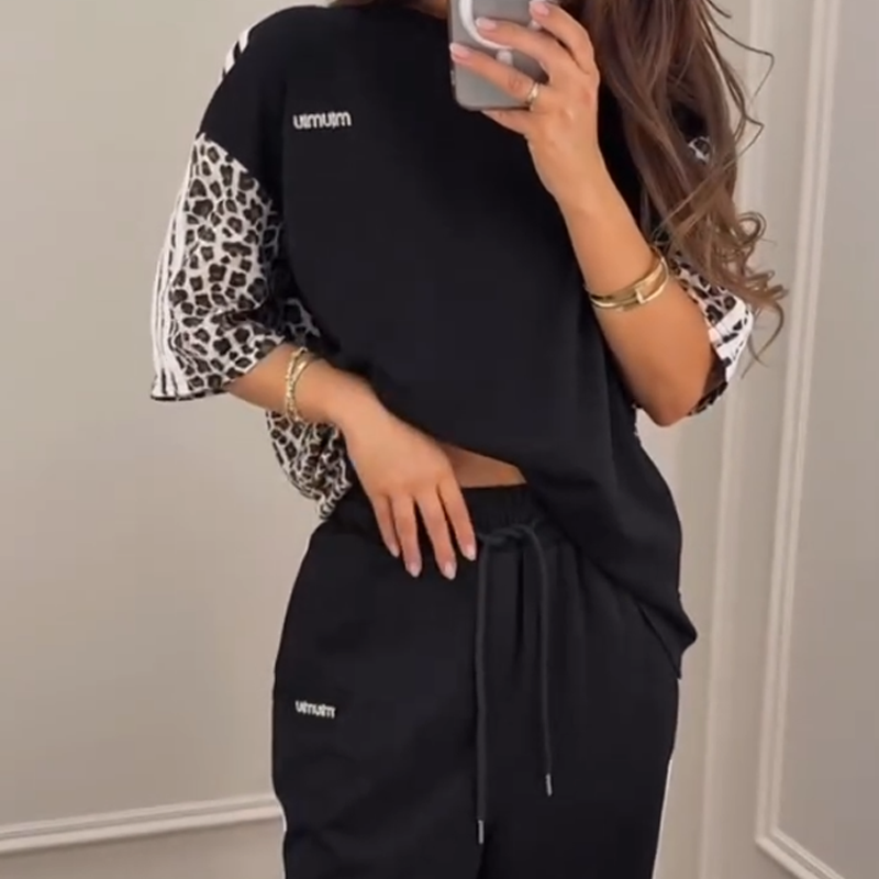 Patchwork Sweatshirt and Pants Set